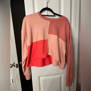 Wild Fable Tops | Color Block Cropped Sweatshirt | Color: Pink | Size: L